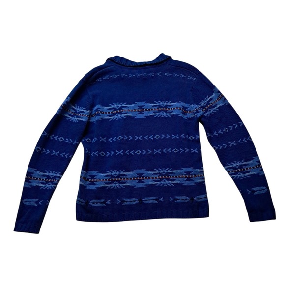 Pendleton Blue Aztec Patterned Sweater With Collar - Picture 5 of 8